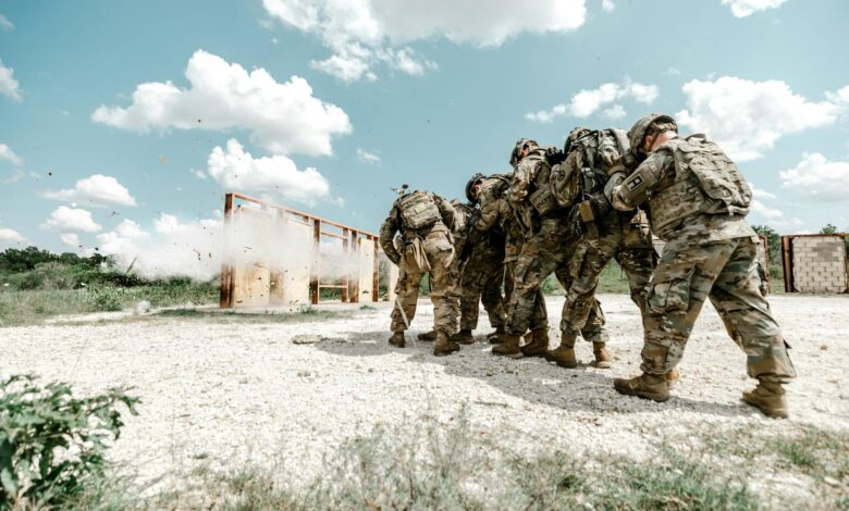 Military personnel during training exercises demonstrating defense preparedness