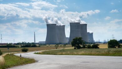 Nuclear power plant cooling towers and industrial facilities