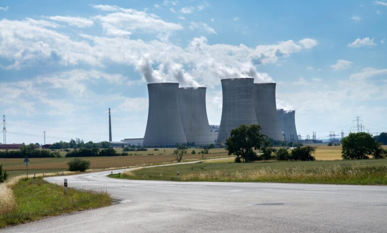 Nuclear power plant cooling towers and industrial facilities