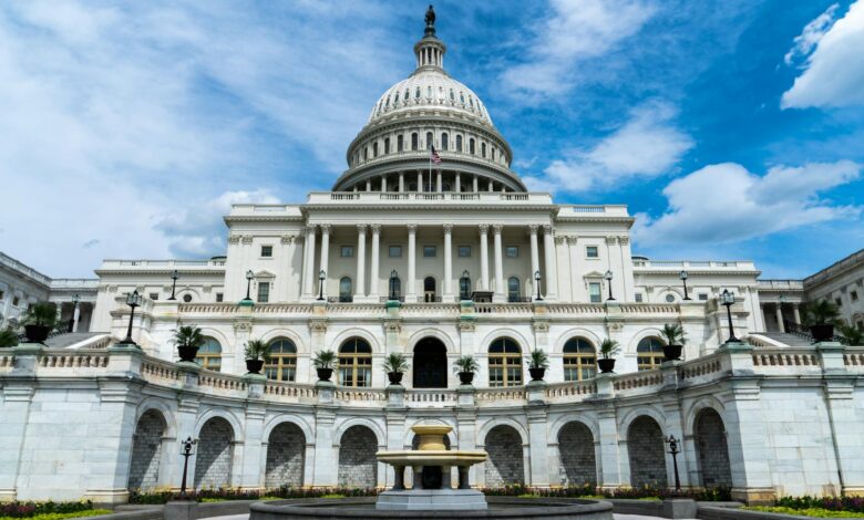 Government building with columns representing political institutions and governance