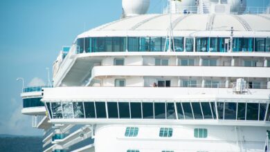 Large cruise ship on calm waters before the storm incident