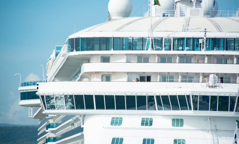 Large cruise ship on calm waters before the storm incident