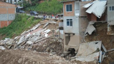 Aftermath of severe storm damage with debris and fallen power lines