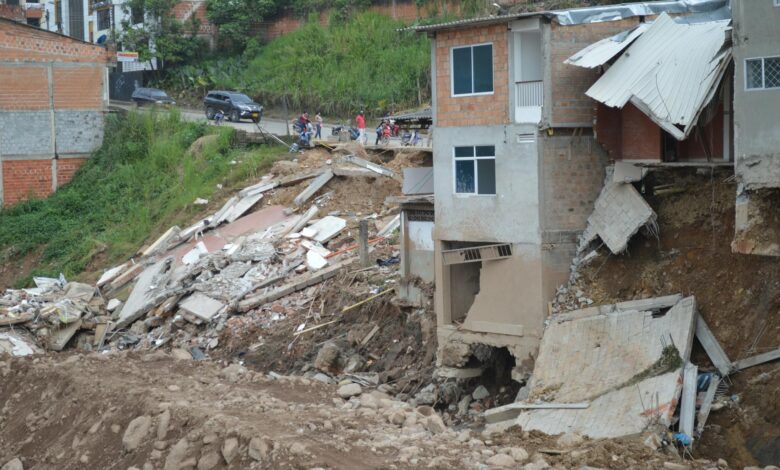 Aftermath of severe storm damage with debris and fallen power lines