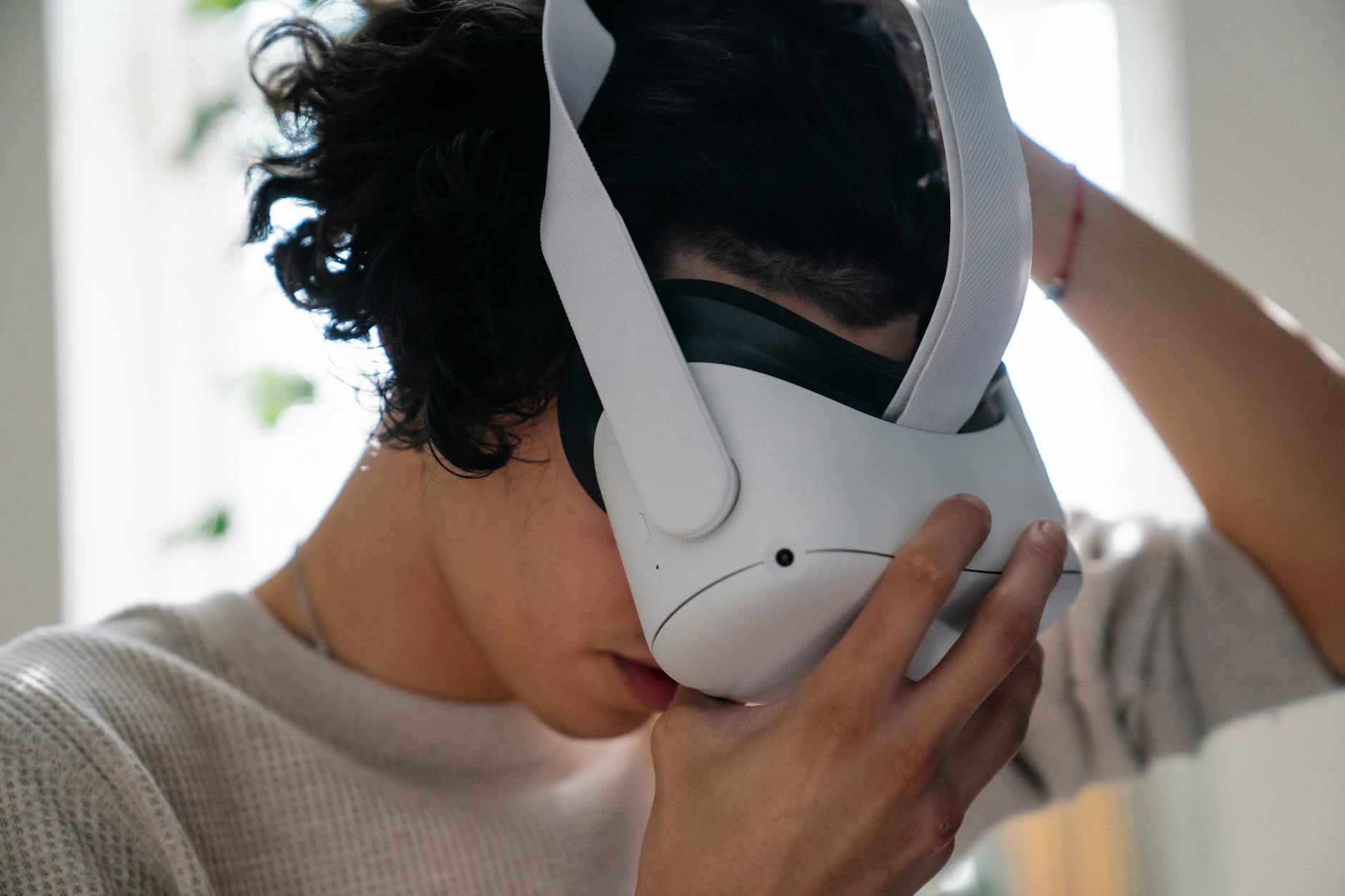 Person wearing VR headset for immersive digital experience
