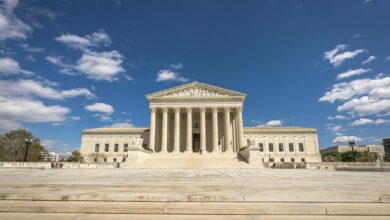 The United States Supreme Court building with its iconic columns and steps