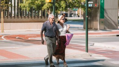 Elderly people walking on street representing Japan's aging population demographic challenge