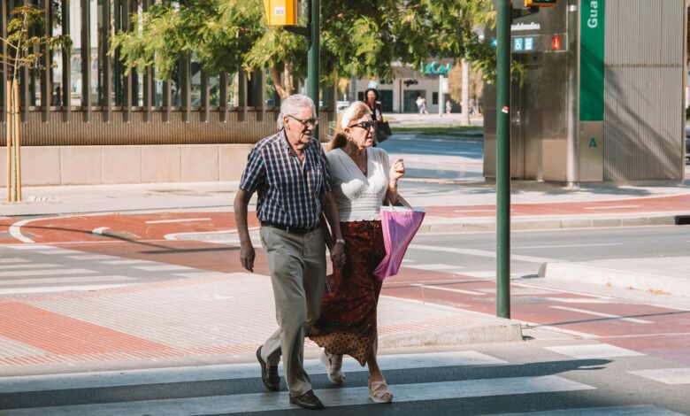Elderly people walking on street representing Japan's aging population demographic challenge