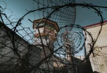 Border checkpoint facility with security barriers and inspection areas