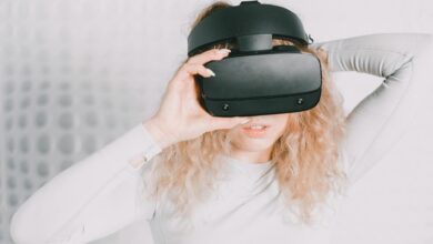 Modern VR headset displaying advanced mixed reality technology