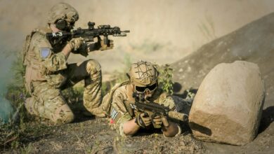 Soldiers participating in military training exercises and drills