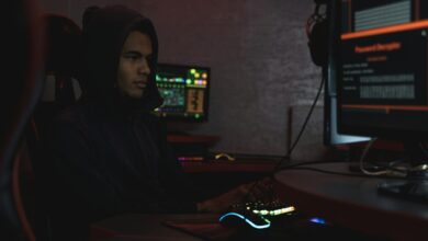 Cybersecurity concept showing computer screen with security warnings and data protection elements