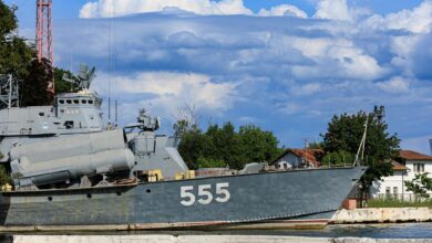 Naval vessel conducting operations at sea during military exercise