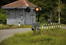 Border crossing checkpoint with gates and security infrastructure