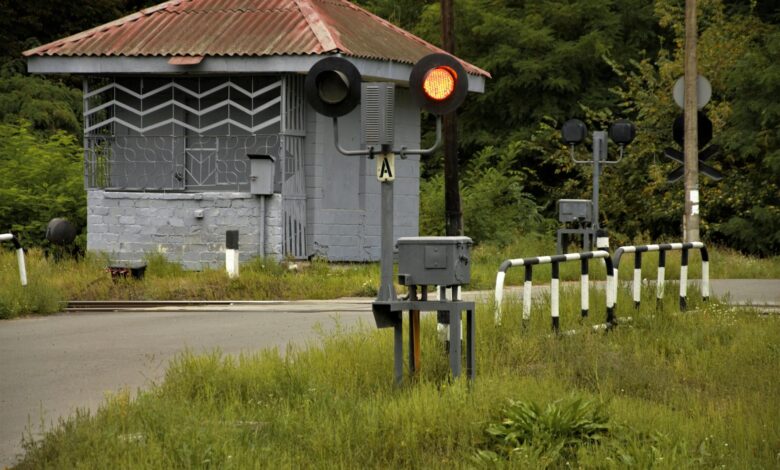 Border crossing checkpoint with gates and security infrastructure