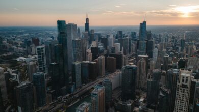 Aerial view of New Zealand urban cityscape showing residential and commercial buildings