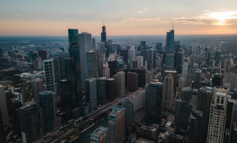 Aerial view of New Zealand urban cityscape showing residential and commercial buildings