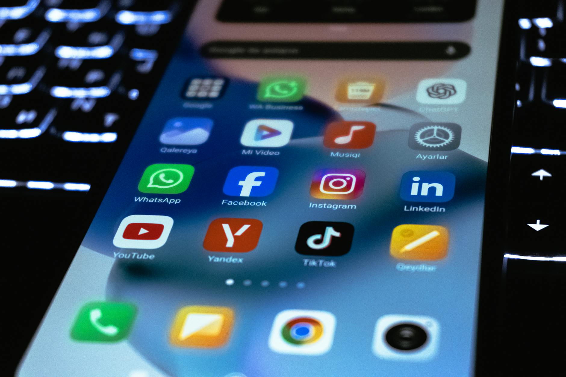 Various social media platform icons and symbols representing digital communication