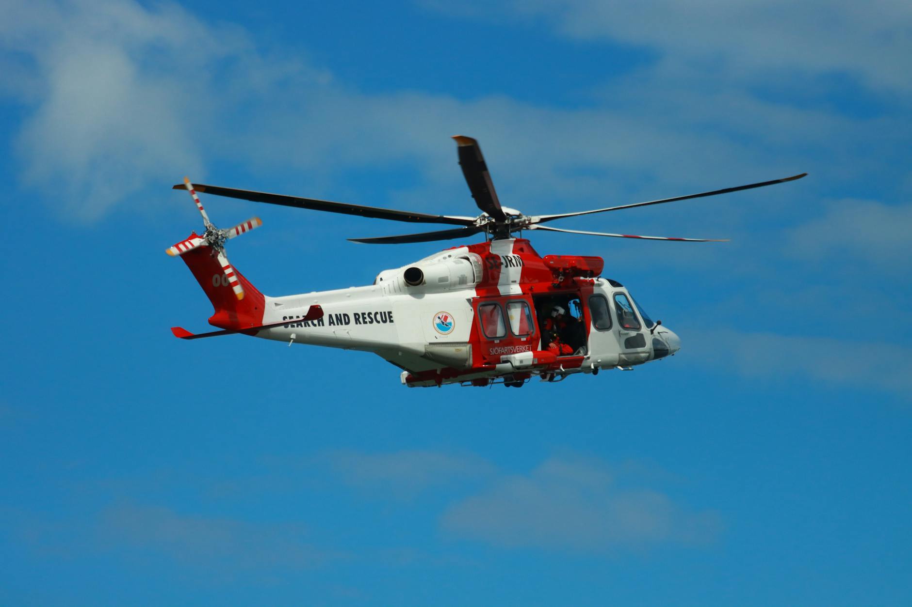 Coast guard rescue vessel responding to emergency at sea