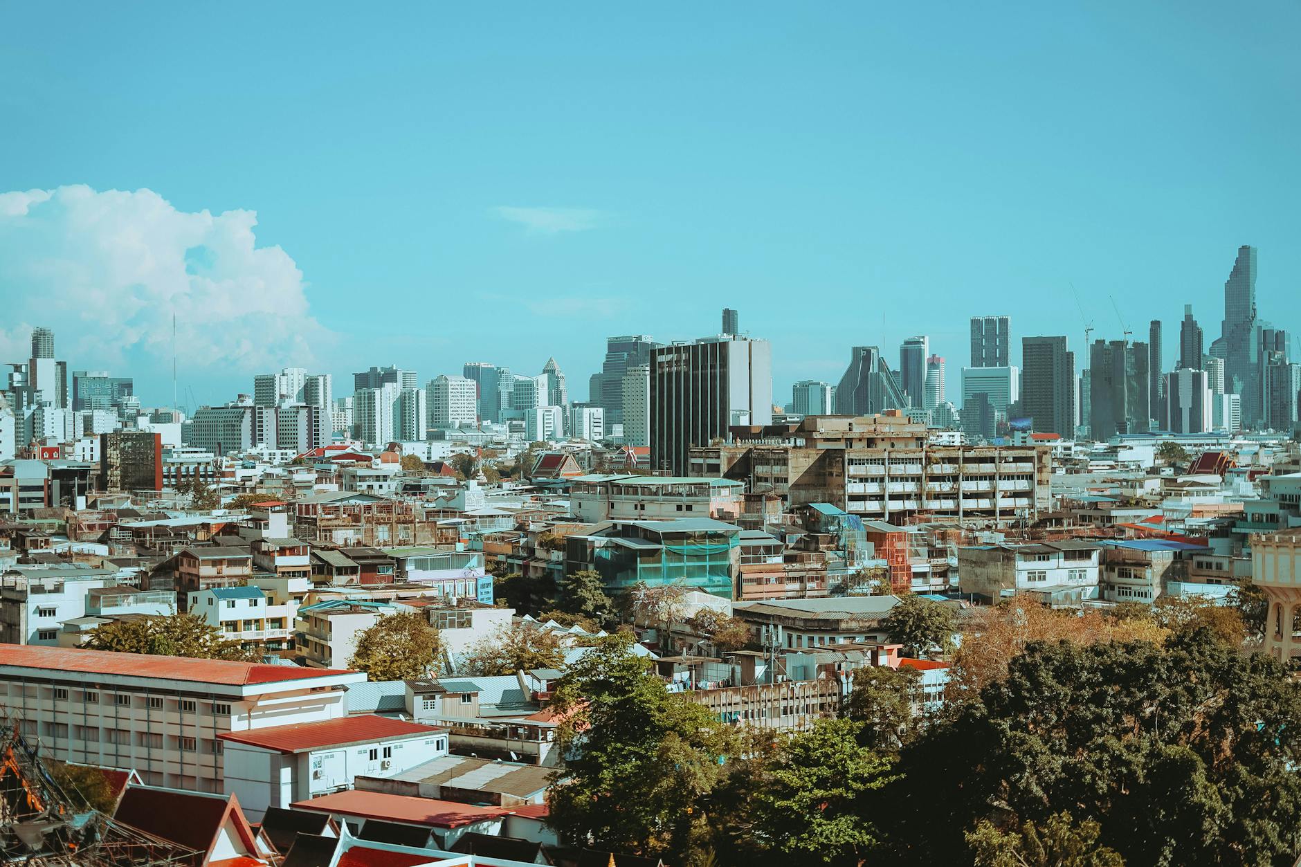 Modern Bangkok cityscape showing urban infrastructure for digital nomads