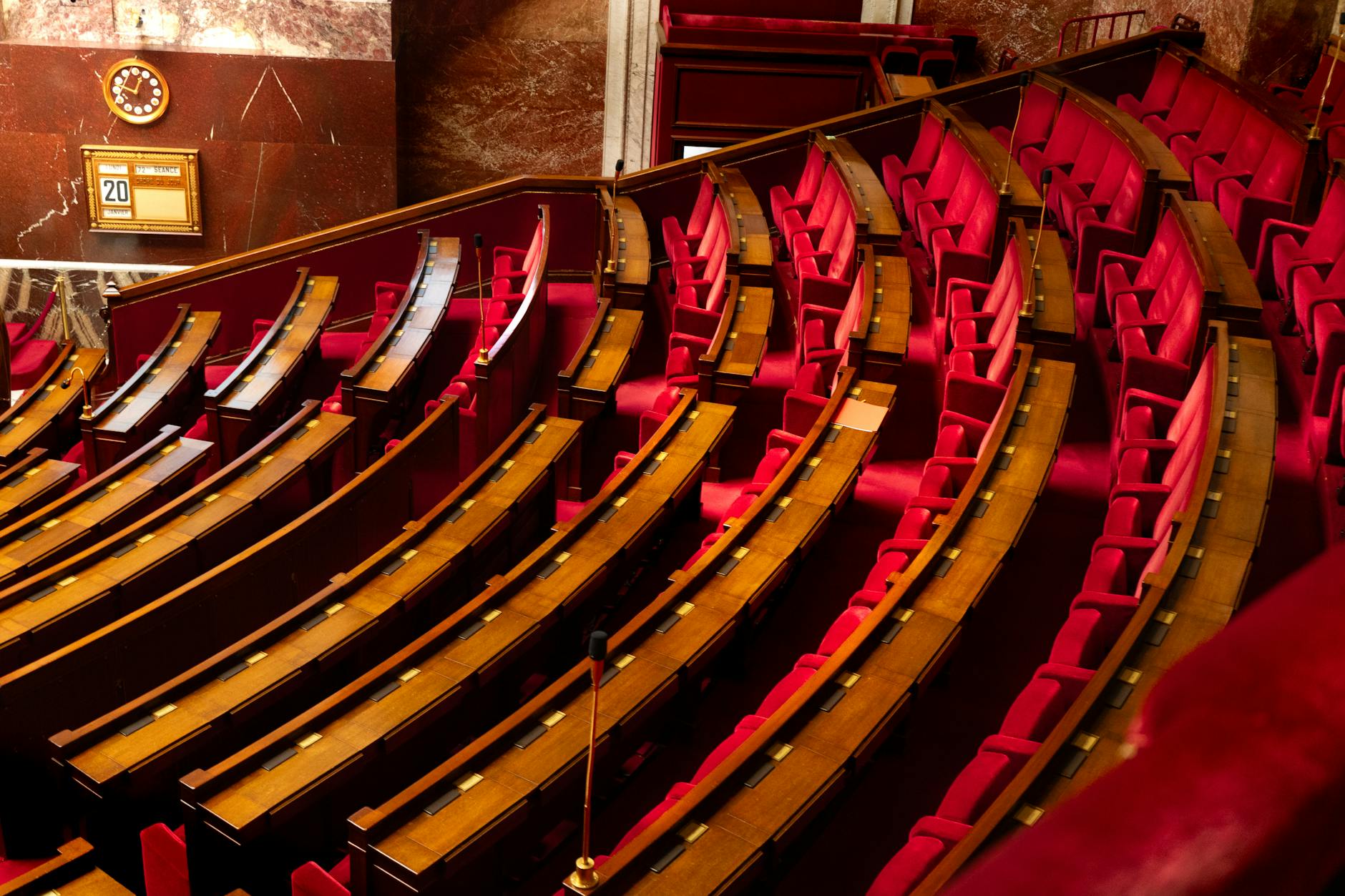Empty senate chamber showing the formal setting where constitutional debates take place