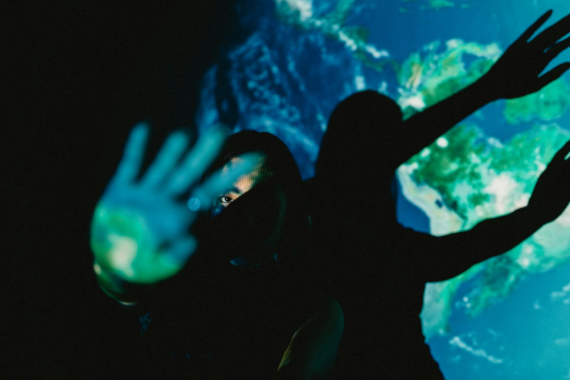 View of Earth from space showing continents and cloud formations