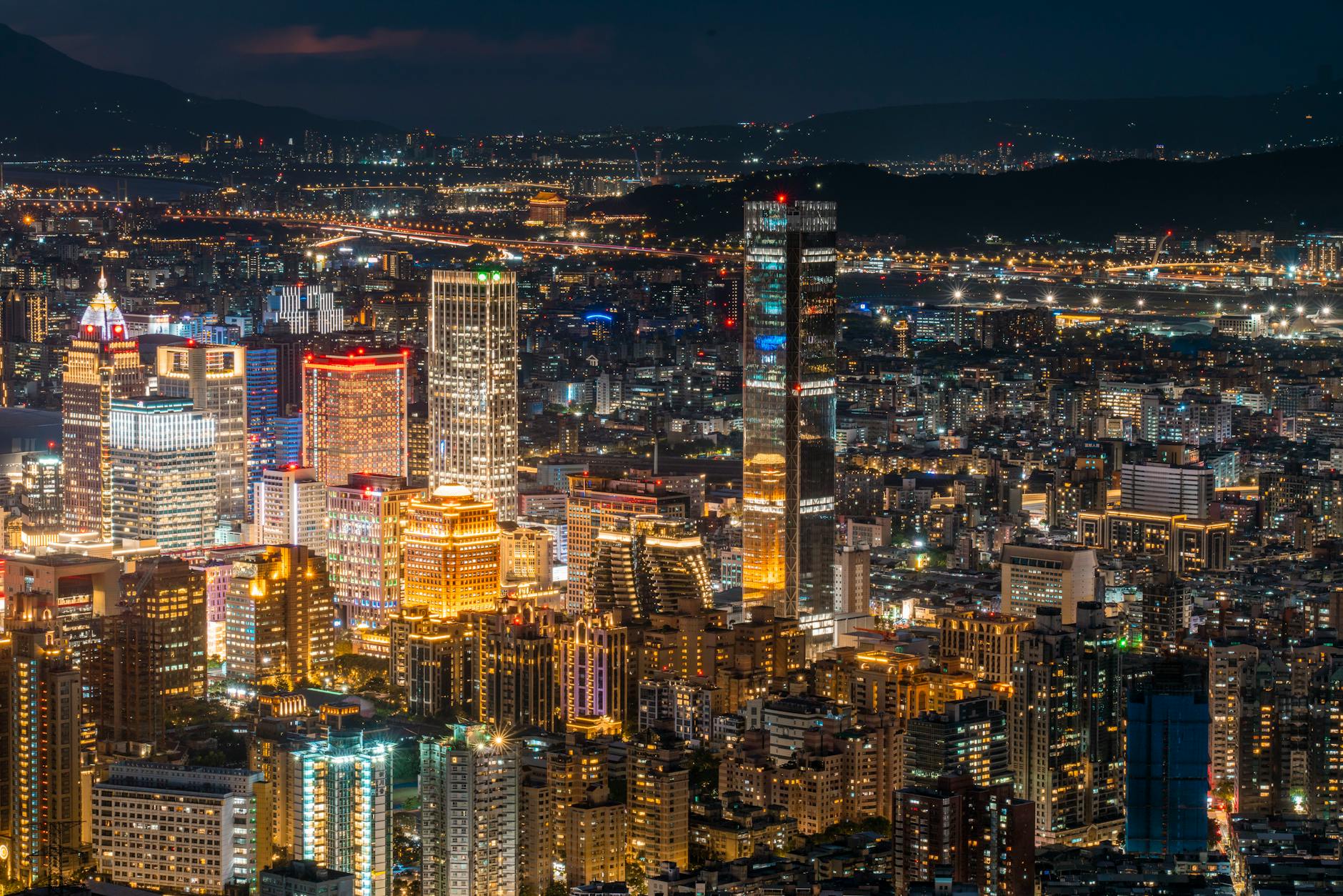Modern Southeast Asian city skyline with tall buildings and urban development