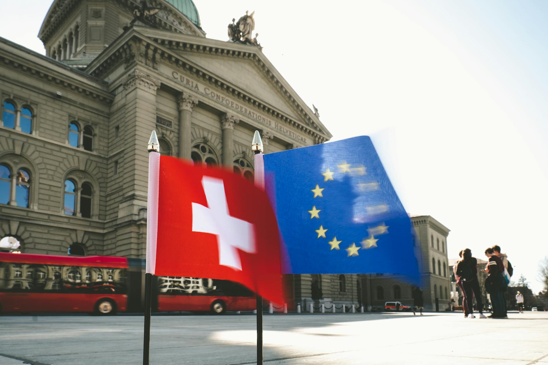 Interior view of parliamentary chamber with curved seating arrangement