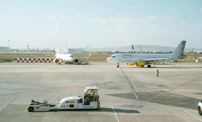 Airport runway prepared for international transport and repatriation flights