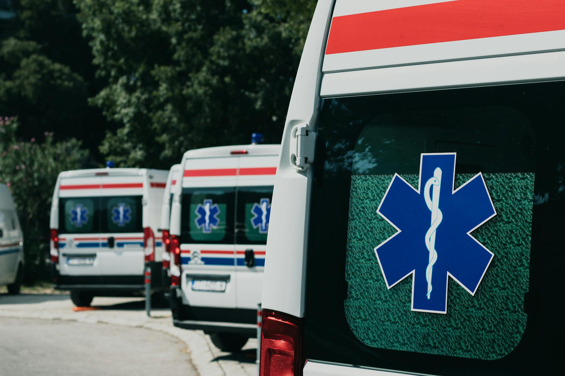 Emergency response vehicles and personnel at an incident scene