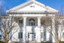Exterior of a federal courthouse where antitrust proceedings against Google are being held