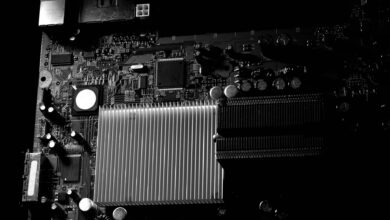 Close-up view of semiconductor wafer production in clean room manufacturing facility