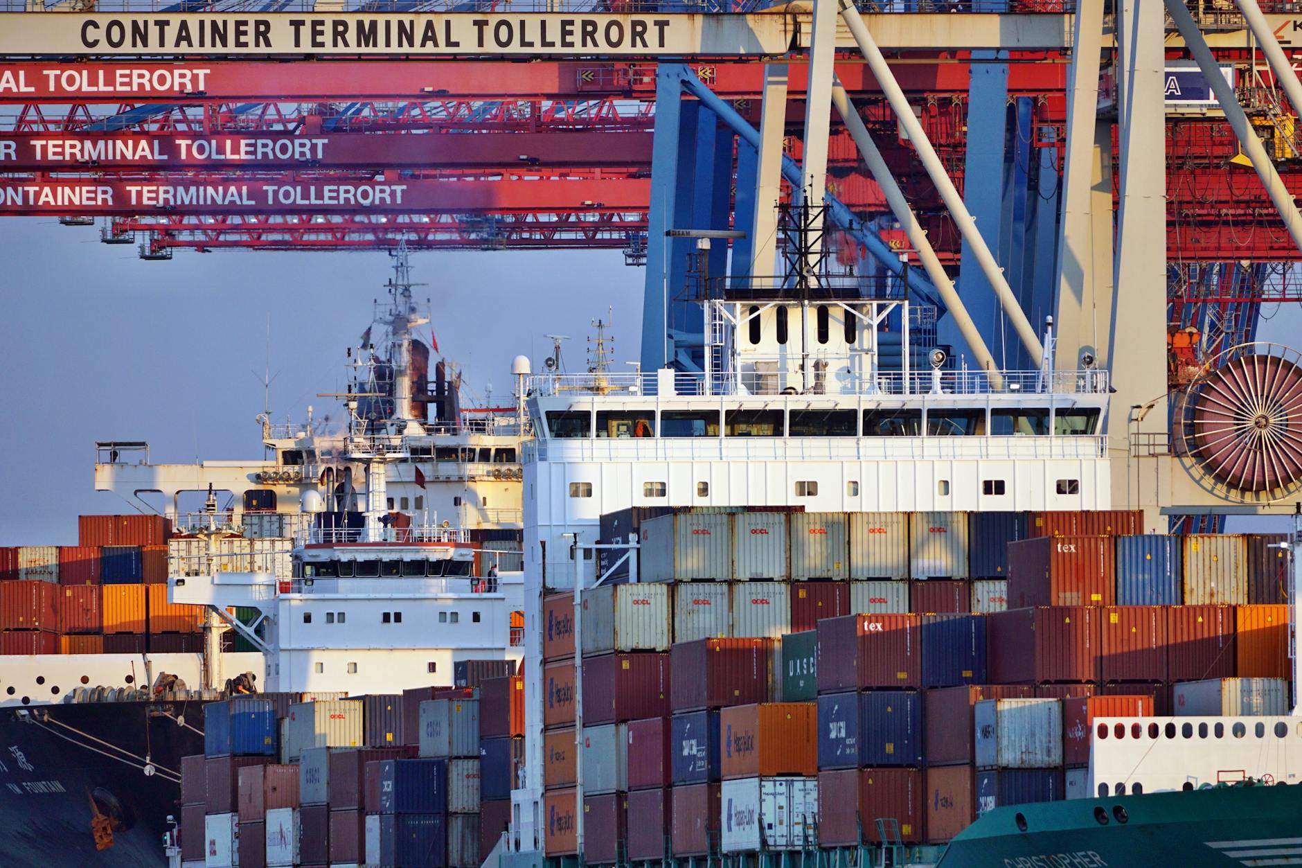Cargo containers at an international shipping port representing global supply chain logistics
