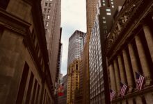 Exterior view of a Wall Street financial district building representing major investment bank activity