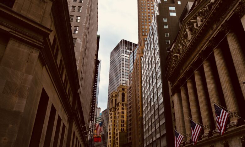 Exterior view of a Wall Street financial district building representing major investment bank activity