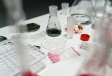 Interior of a pharmaceutical manufacturing facility with sterile equipment and production lines