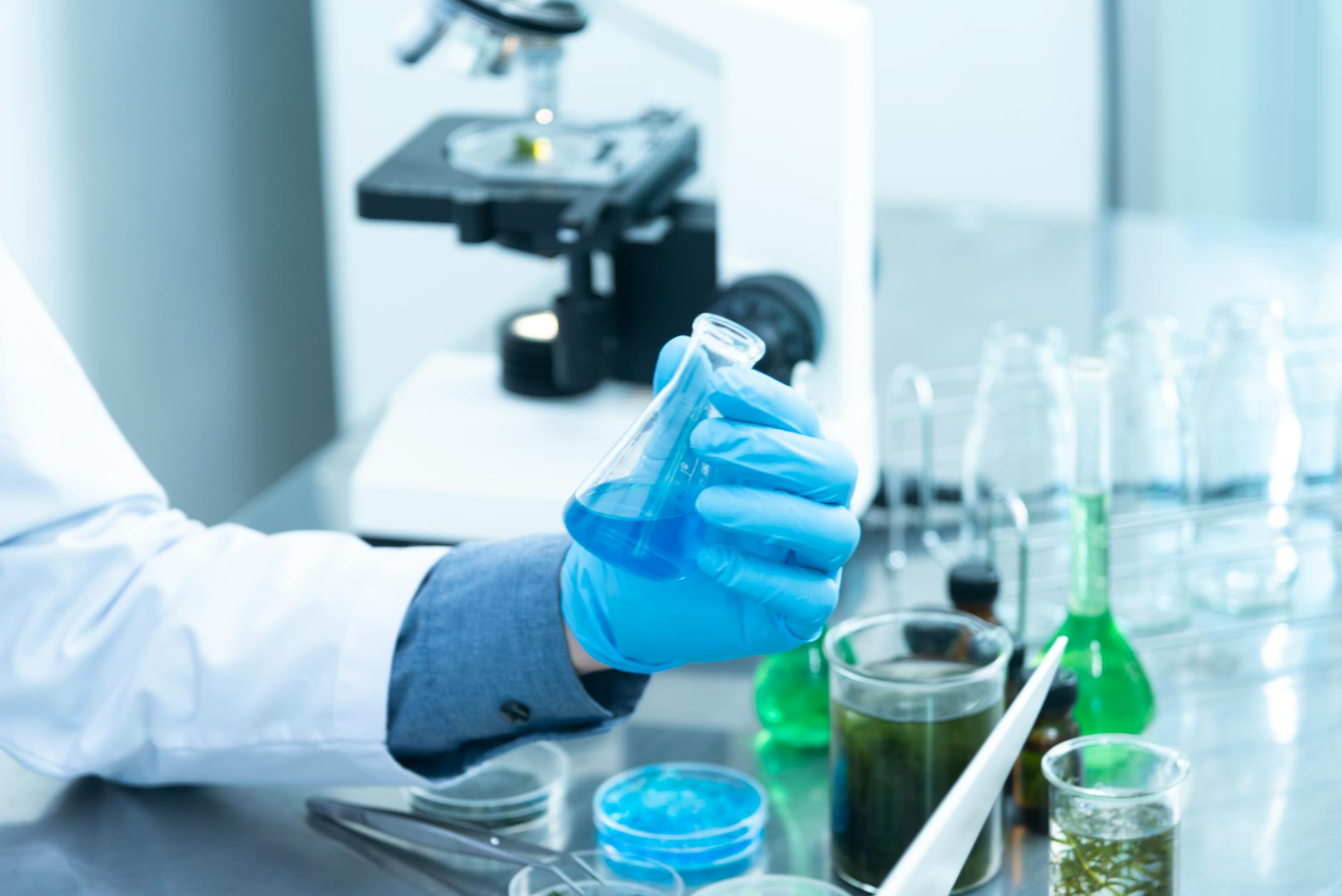 Scientist working in a medical research laboratory on drug development