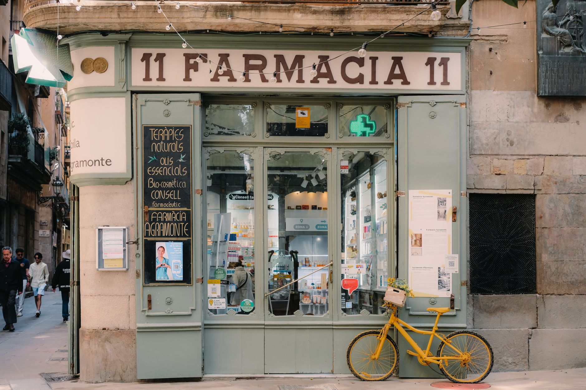 Exterior of a retail pharmacy storefront on a city street corner