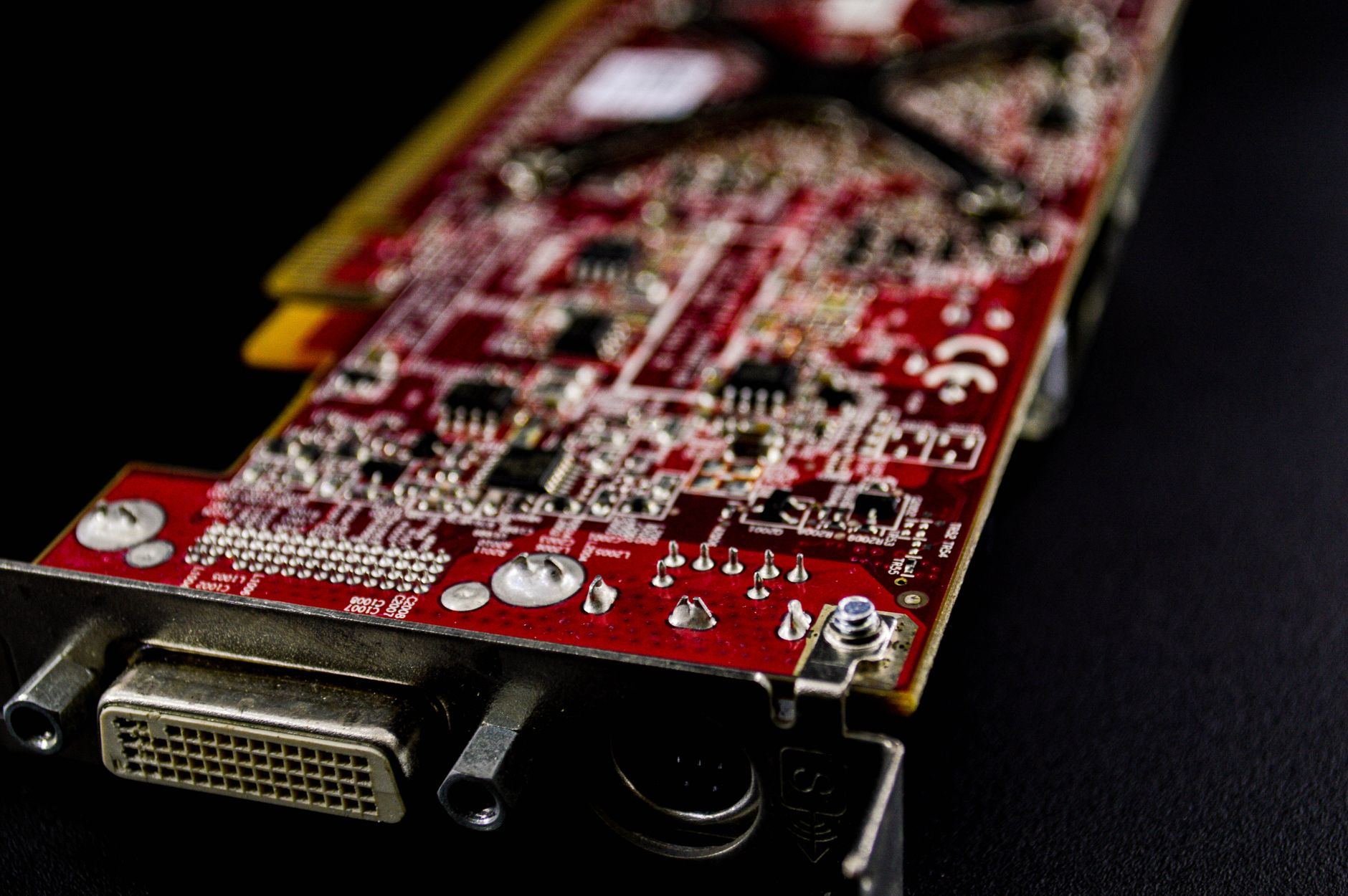 Close-up of a modern laptop processor chip on a circuit board