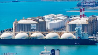 Large LNG tanker vessel at sea representing Shell's liquefied natural gas operations