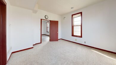 A furnished apartment living room representing long-term Airbnb rental accommodations