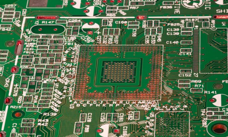 Close-up of a semiconductor wafer used in advanced chip manufacturing