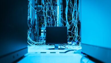 Rows of servers in a modern data center representing AI computing infrastructure