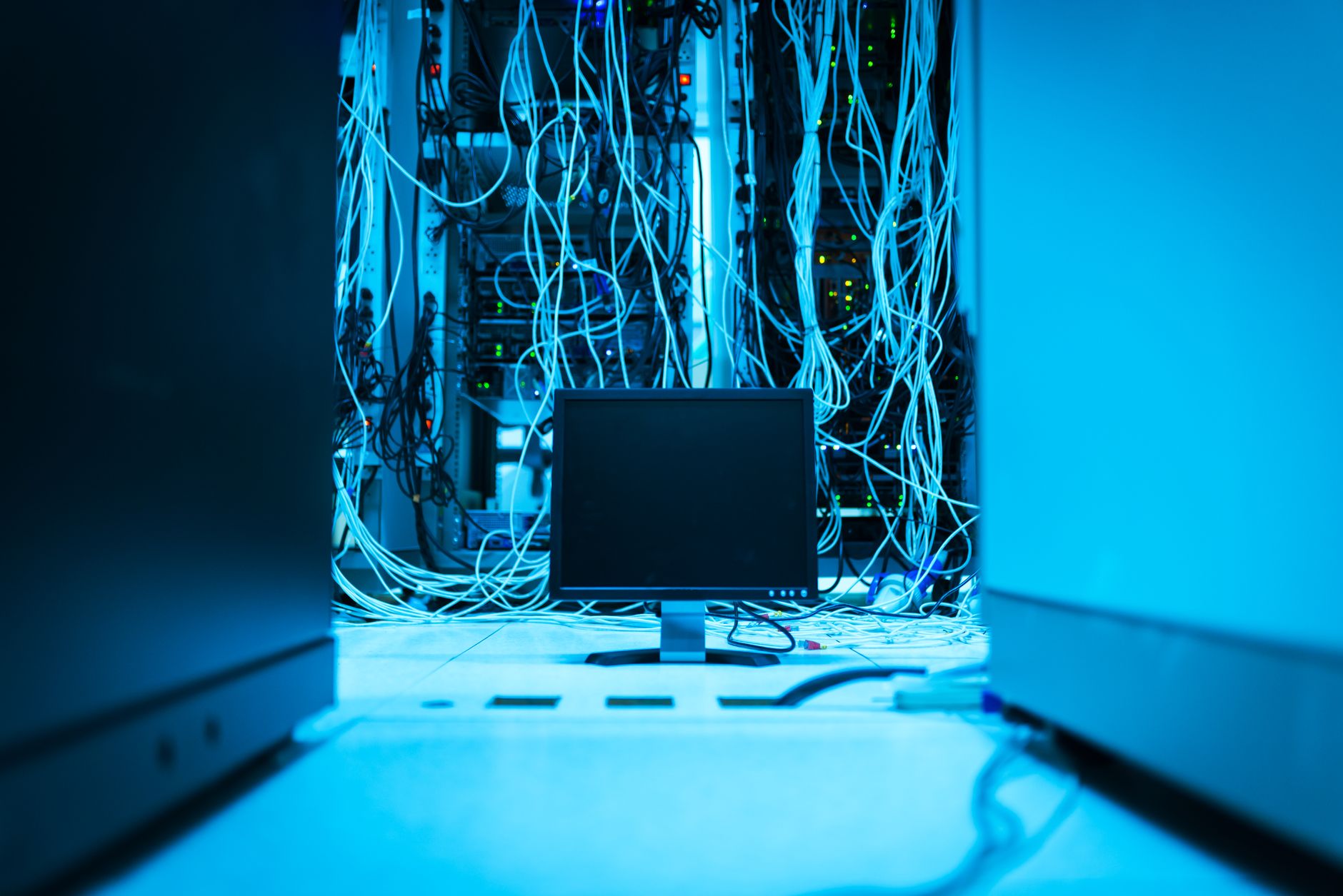 Rows of servers in a modern data center representing AI computing infrastructure