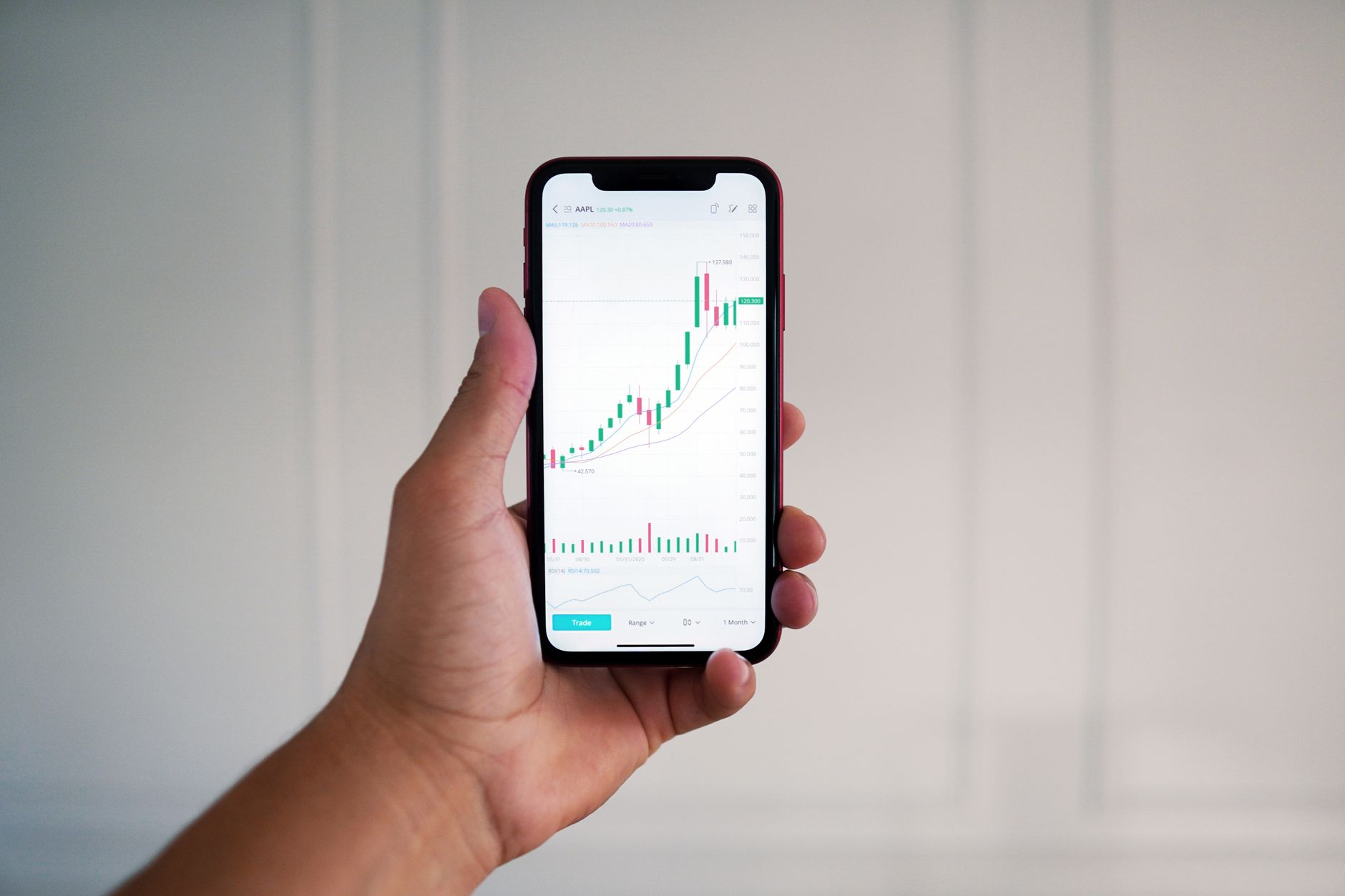Person using a mobile trading app on a smartphone