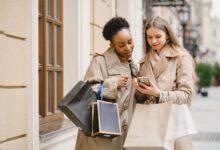 Person browsing a mobile shopping app on a smartphone