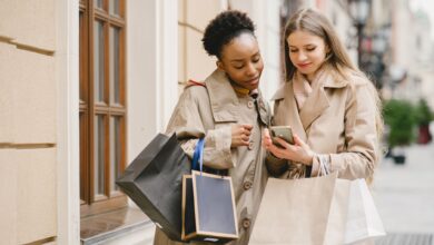 Person browsing a mobile shopping app on a smartphone