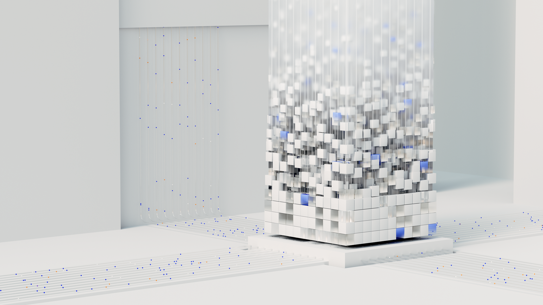 Modern office workspace with screens displaying data and code, representing AI research and development environments