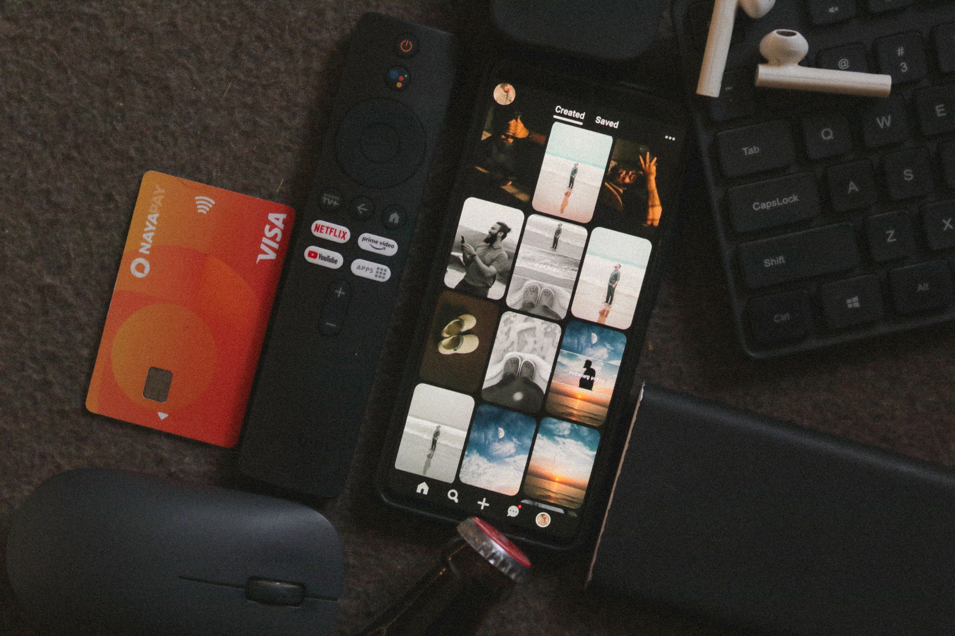 Close-up of a smartphone screen showing a music and audio streaming application