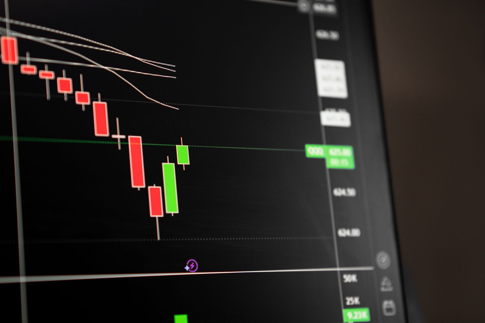Financial trading screen showing market data relevant to fintech IPO valuations